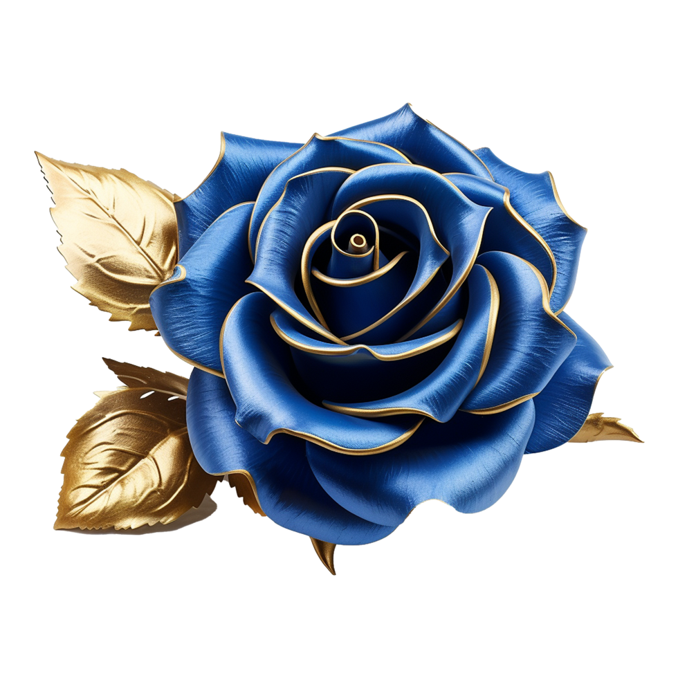 AI generated Blue rose flower 3d render isolated on transparent background png