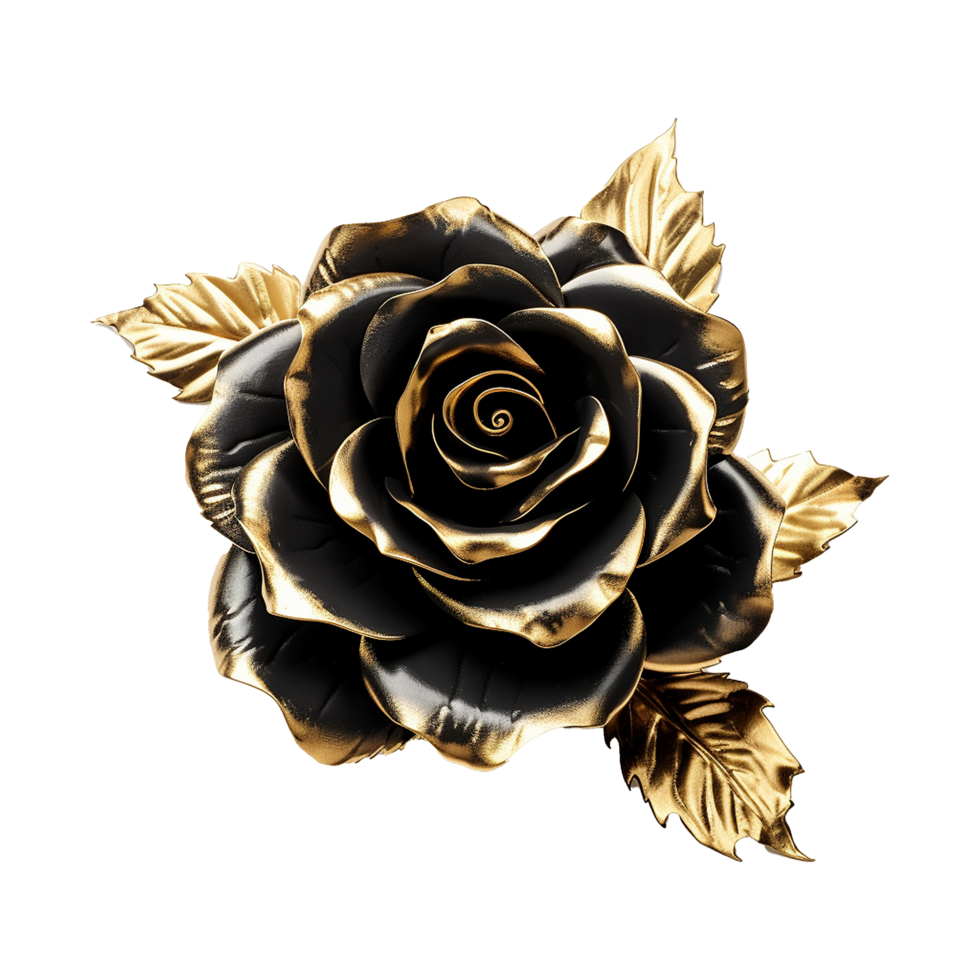 ai gerado Preto rosa flor 3d render isolado em transparente fundo png