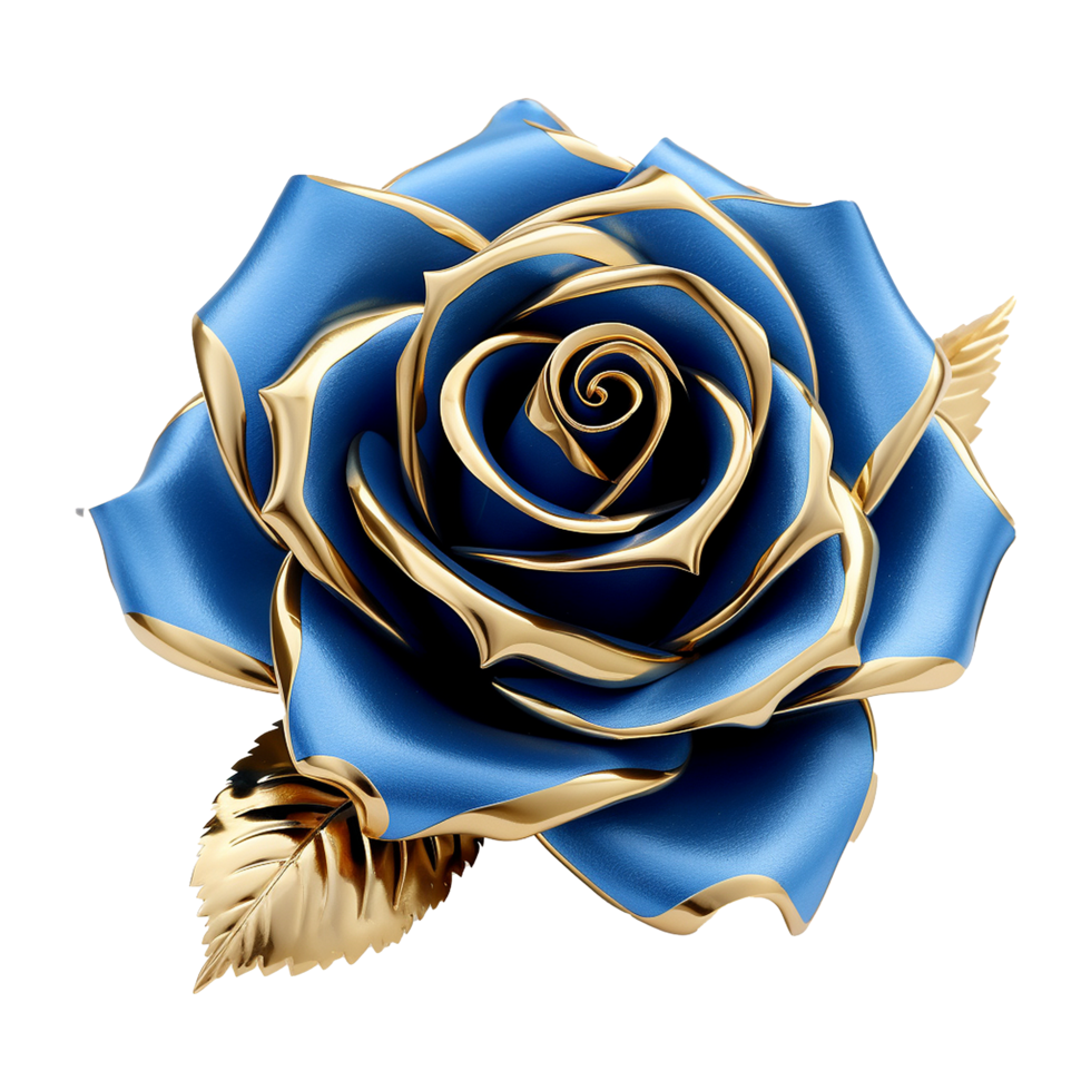 AI generated Blue rose flower 3d render isolated on transparent background png