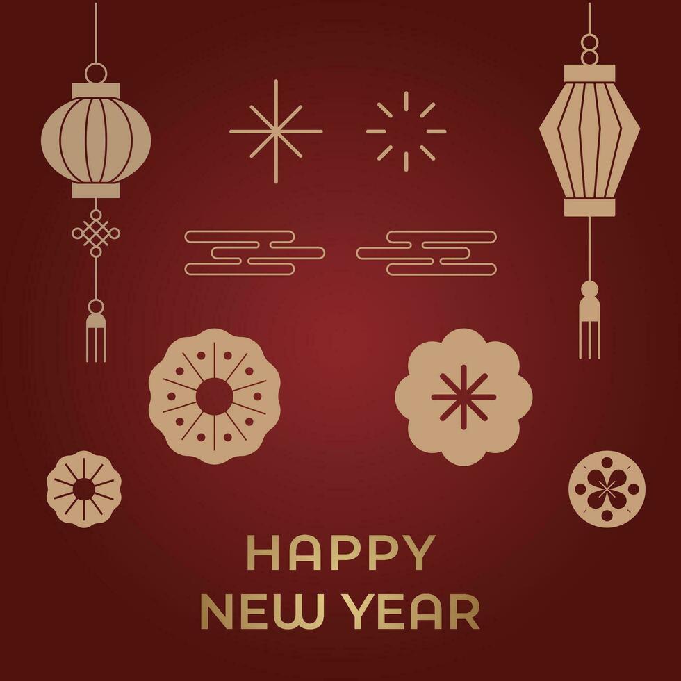 Chinese Lunar New Year festival 2024 celebration, Happy New Year background decorative elements. vector