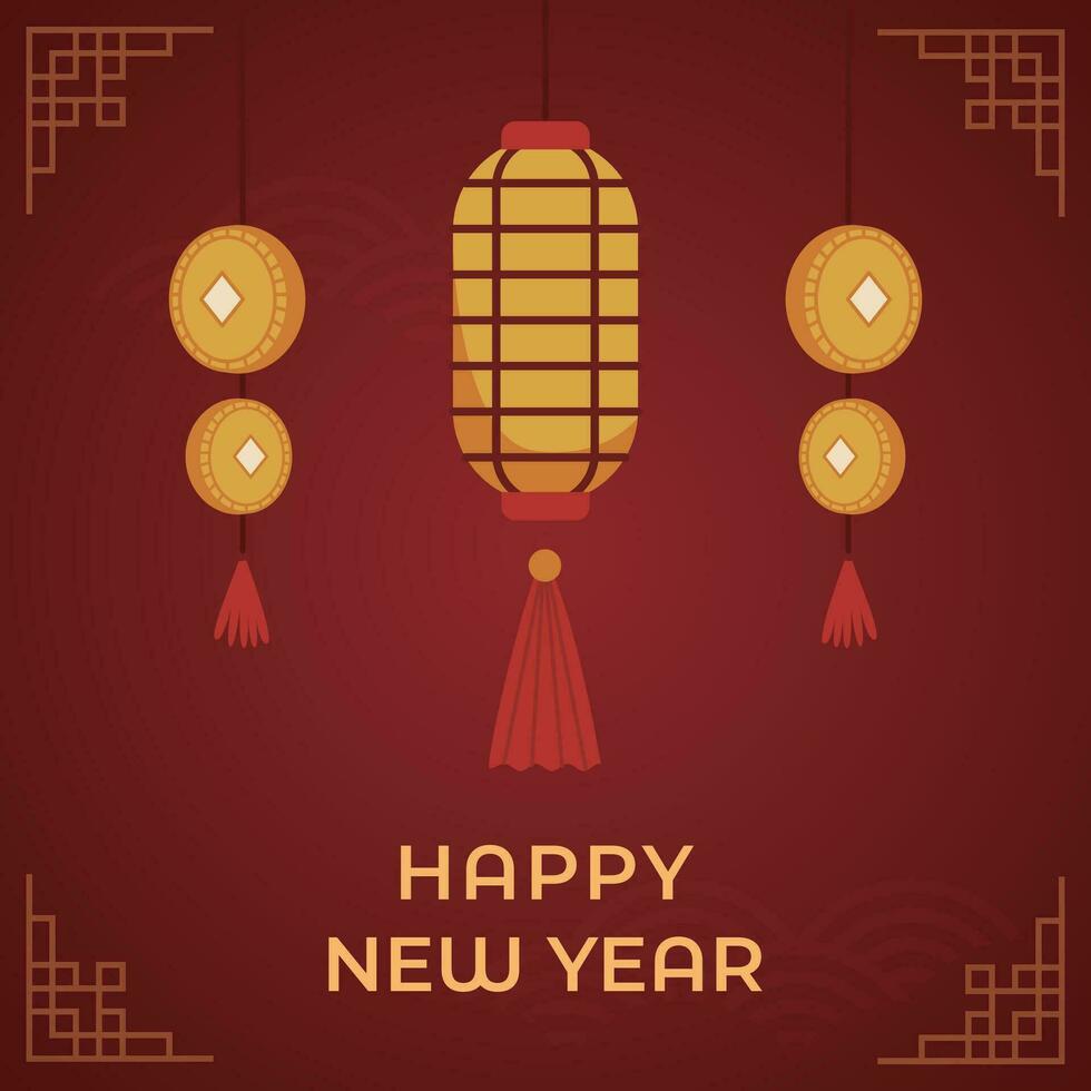 Chinese Lunar New Year festival 2024 celebration, Happy New Year background decorative elements. vector