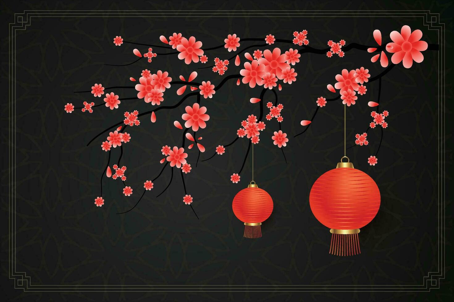 Chinese Lunar New Year festival 2024 celebration, Happy New Year background decorative elements. vector