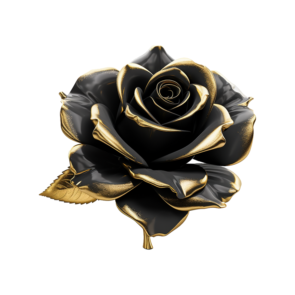 AI generated Black rose flower 3d render isolated on transparent background png