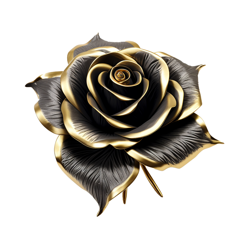 AI generated Black rose flower 3d render isolated on transparent background png