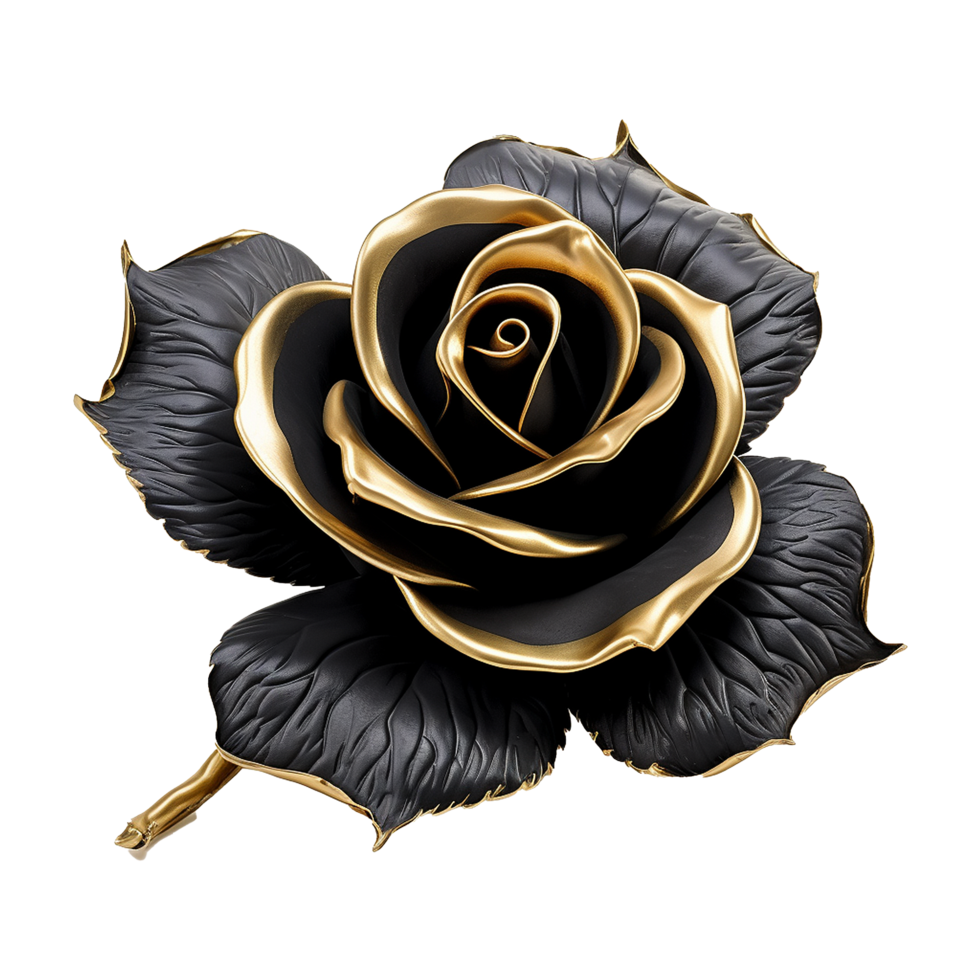 AI generated Black rose flower 3d render isolated on transparent background png