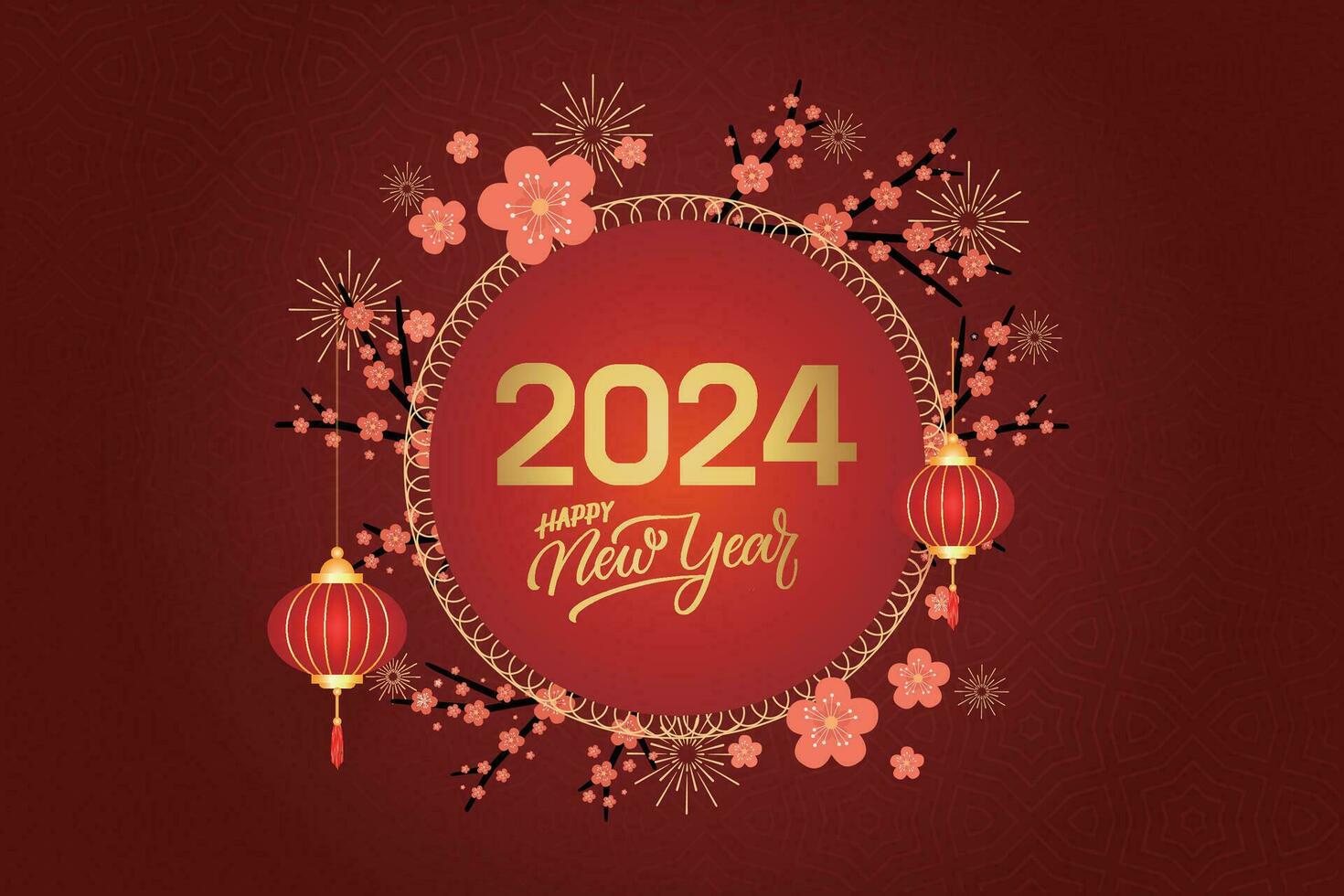 Chinese Lunar New Year festival 2024 celebration, Happy New Year background decorative elements. vector