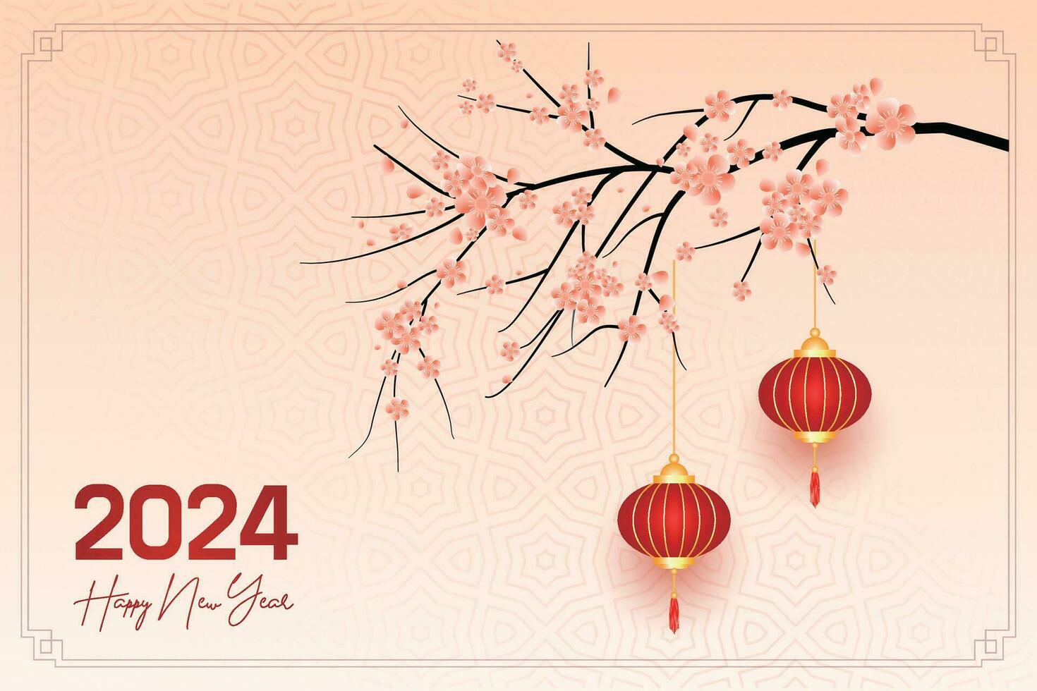 Chinese Lunar New Year festival 2024 celebration, Happy New Year background decorative elements. vector