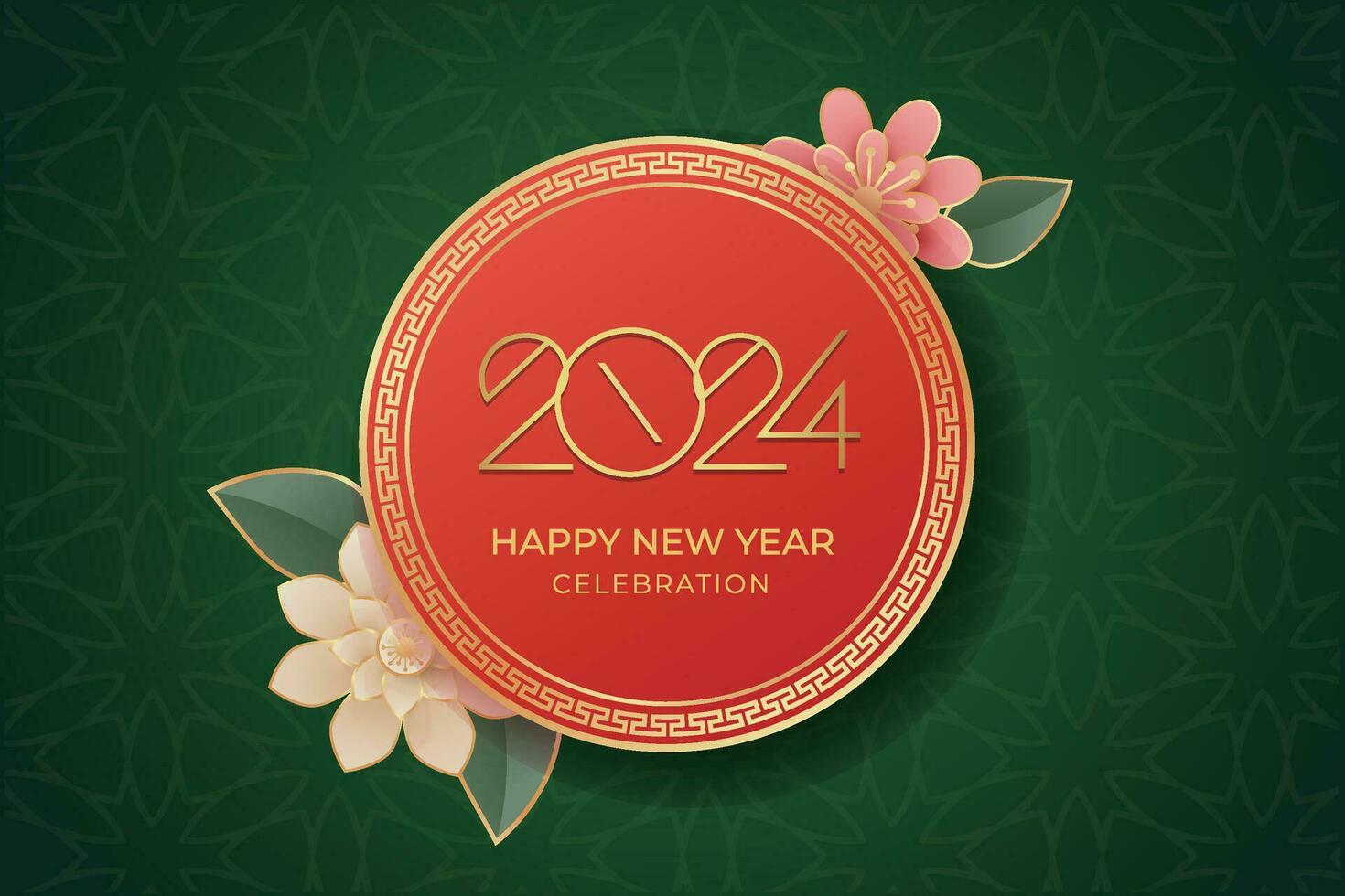 Chinese Lunar New Year festival 2024 celebration, Happy New Year background decorative elements. vector