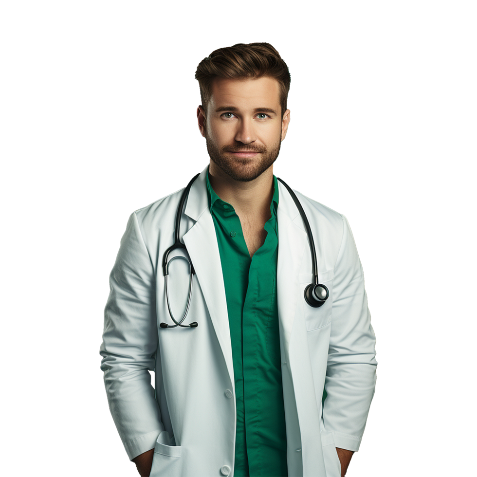 AI generated Male Doctor crossed arms isolated on transparent background png