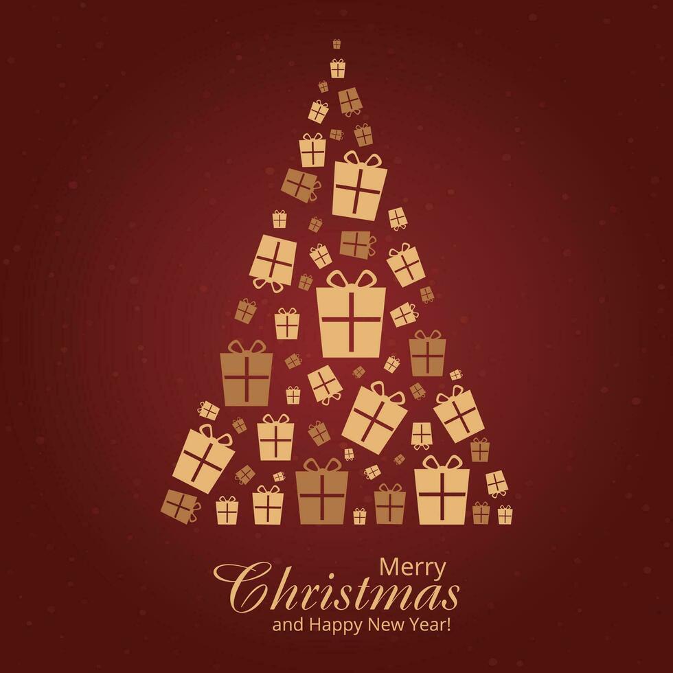 Merry Christmas background and Christmas tree graphic vector elements stacked with elements