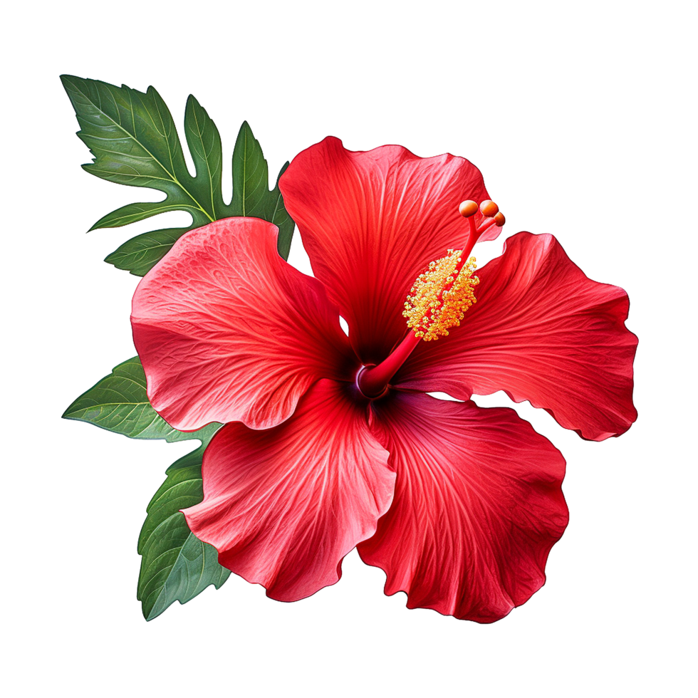 AI generated Red hibiscus flower isolated on transparent background png