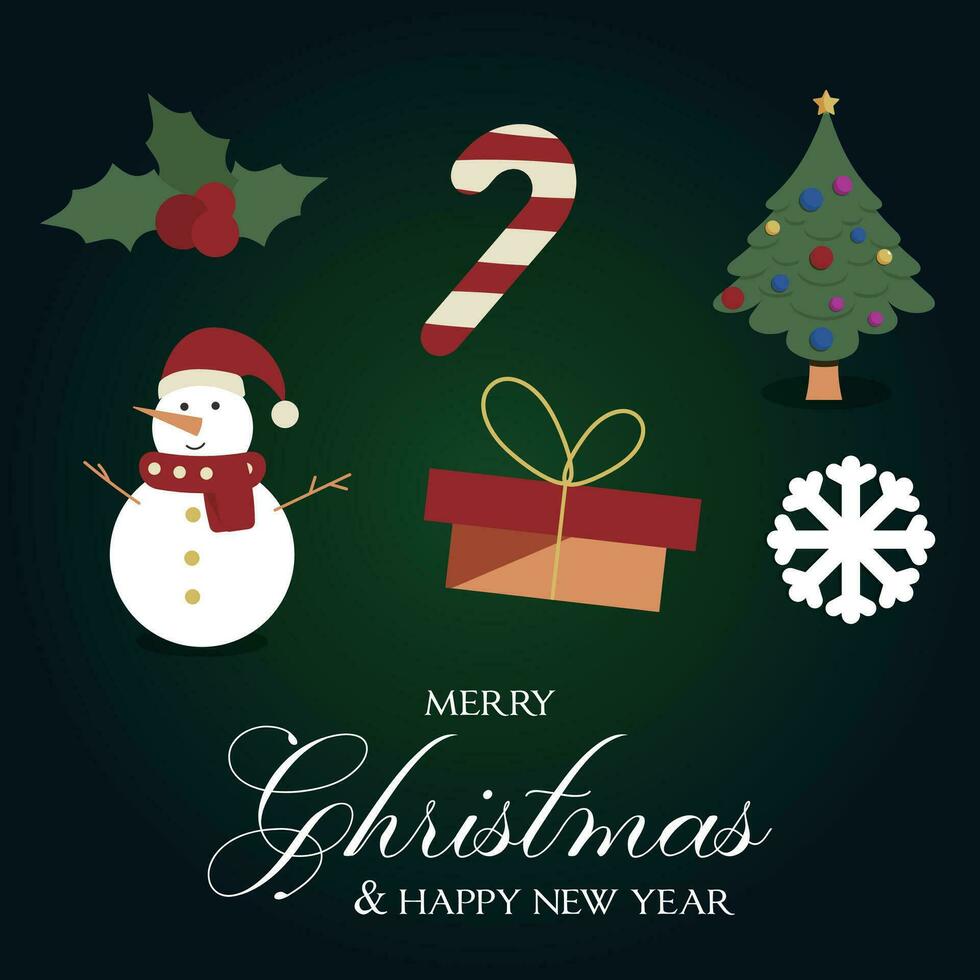 Vector cute Christmas background with Christmas icons