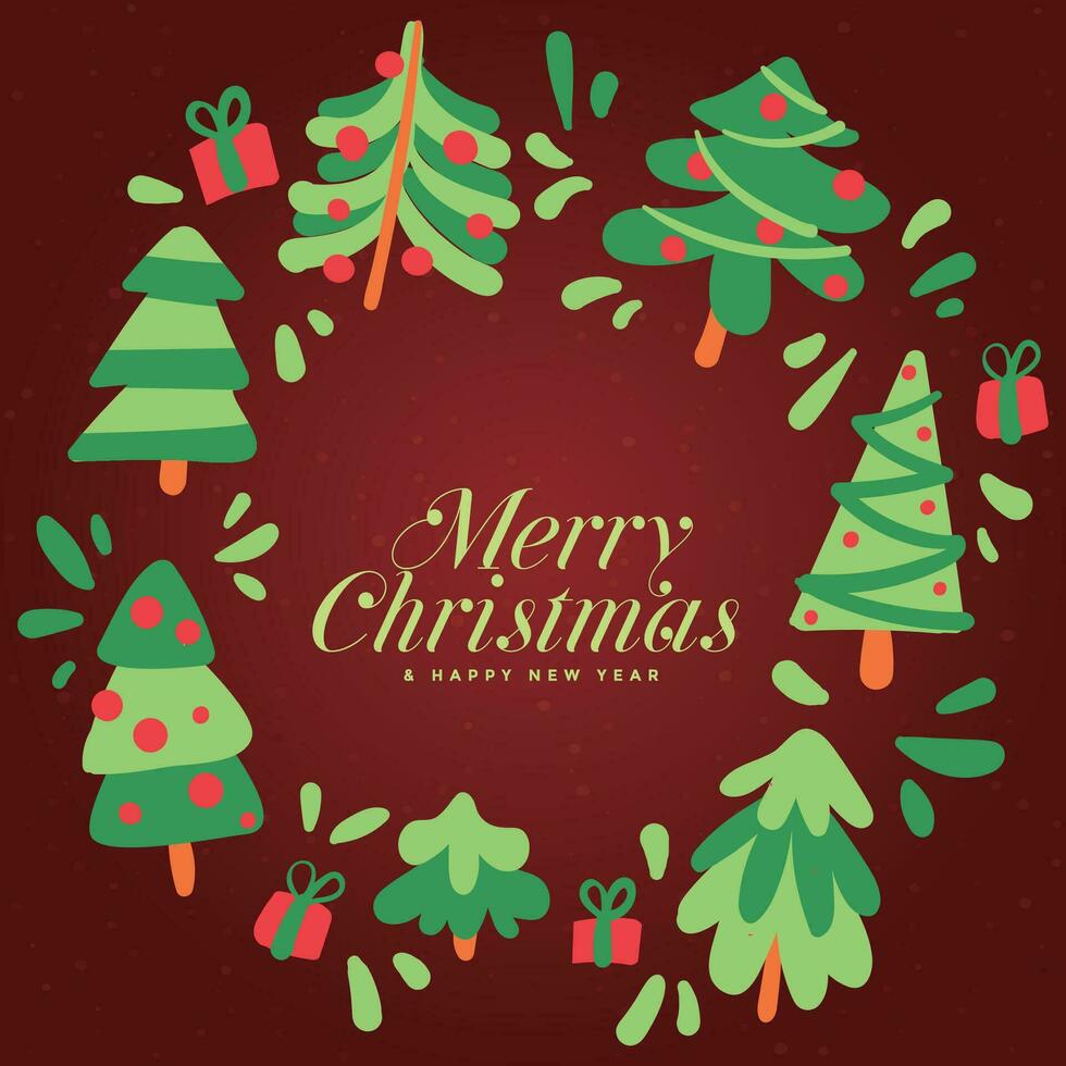 Vector cute Christmas background with Christmas icons