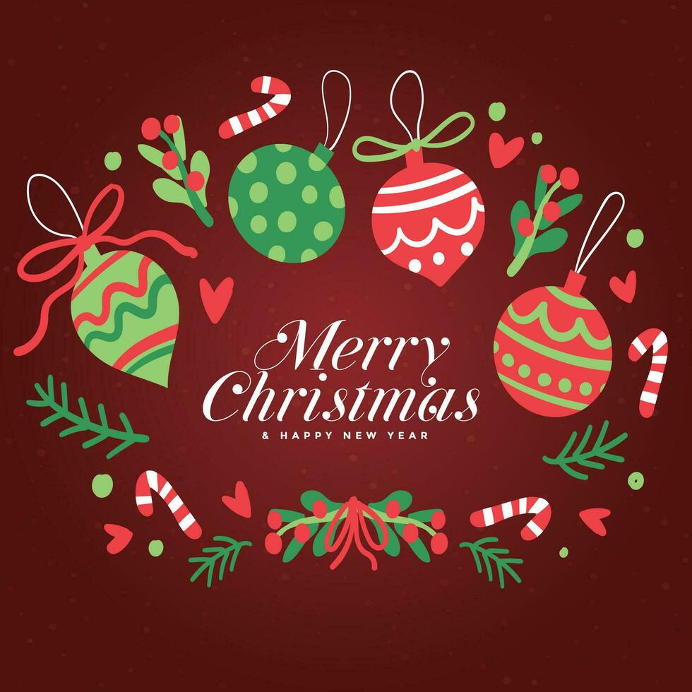 Vector cute Christmas background with Christmas icons