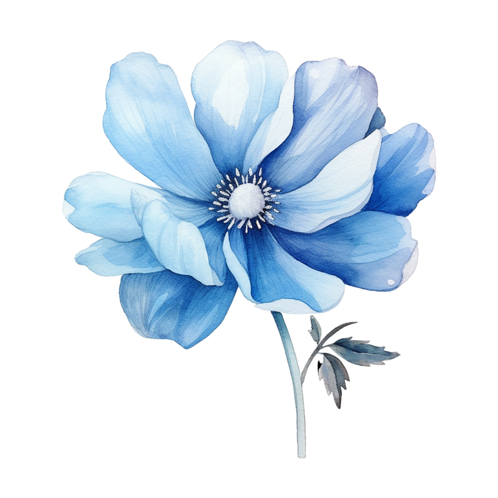 ai generato acquerello blu fiore isolato su trasparente sfondo png