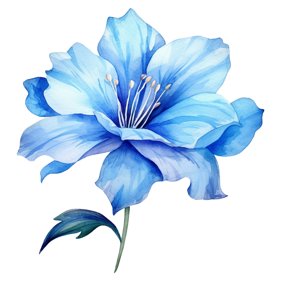 ai gerado aguarela azul flor isolado em transparente fundo png