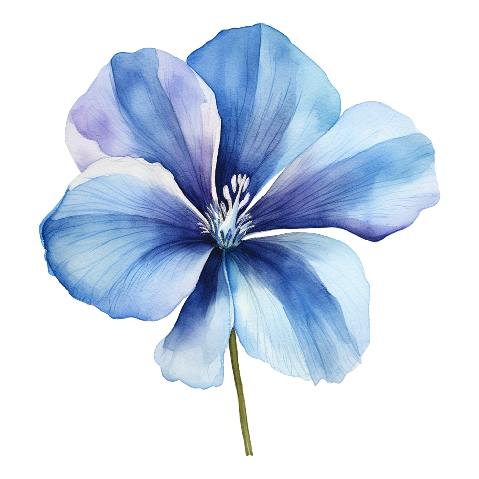ai gegenereerd waterverf blauw bloem geïsoleerd Aan transparant achtergrond png