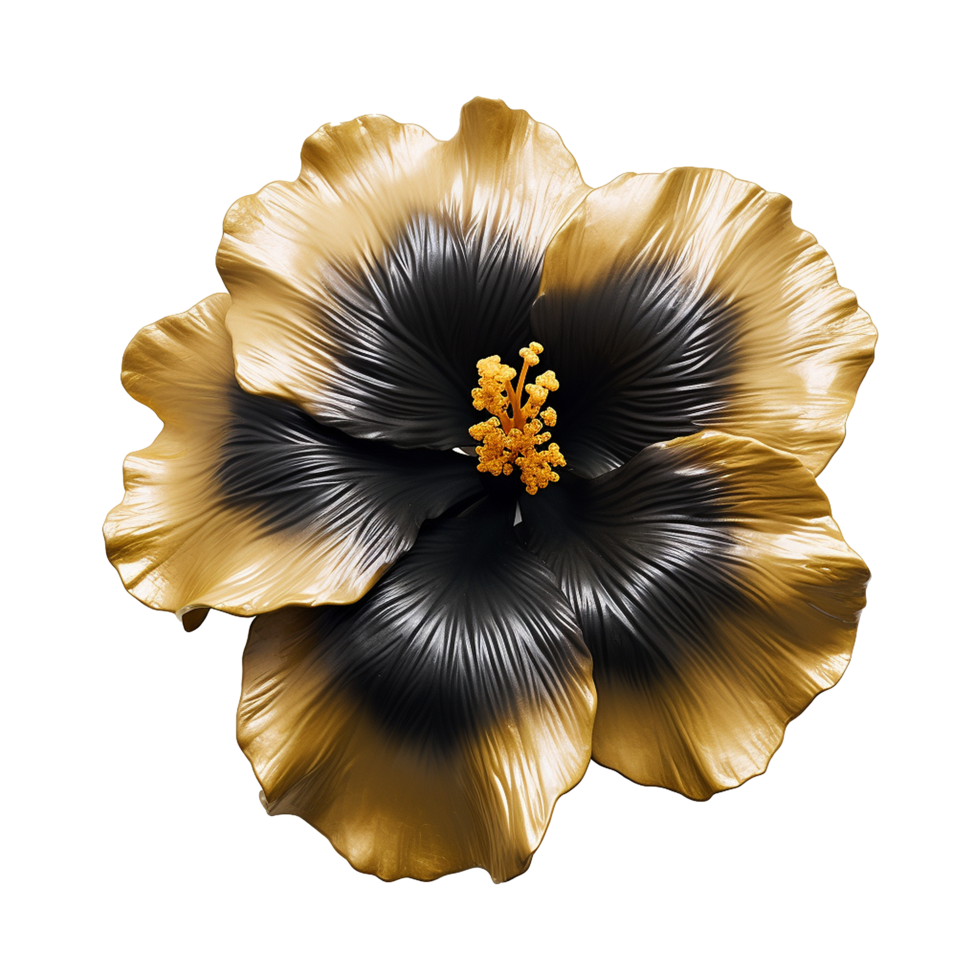 AI generated Black gold  hibiscus flower isolated on transparent background png
