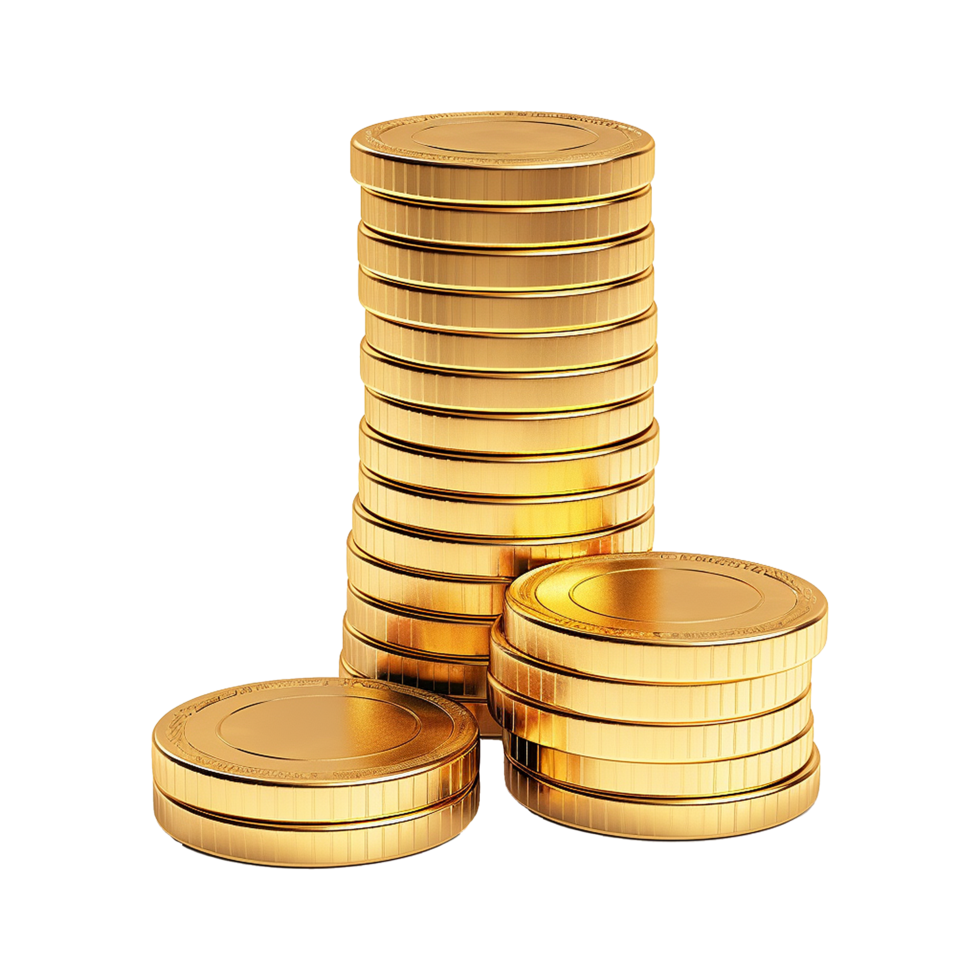 AI generated Gold coin stack isolated on transparent background png