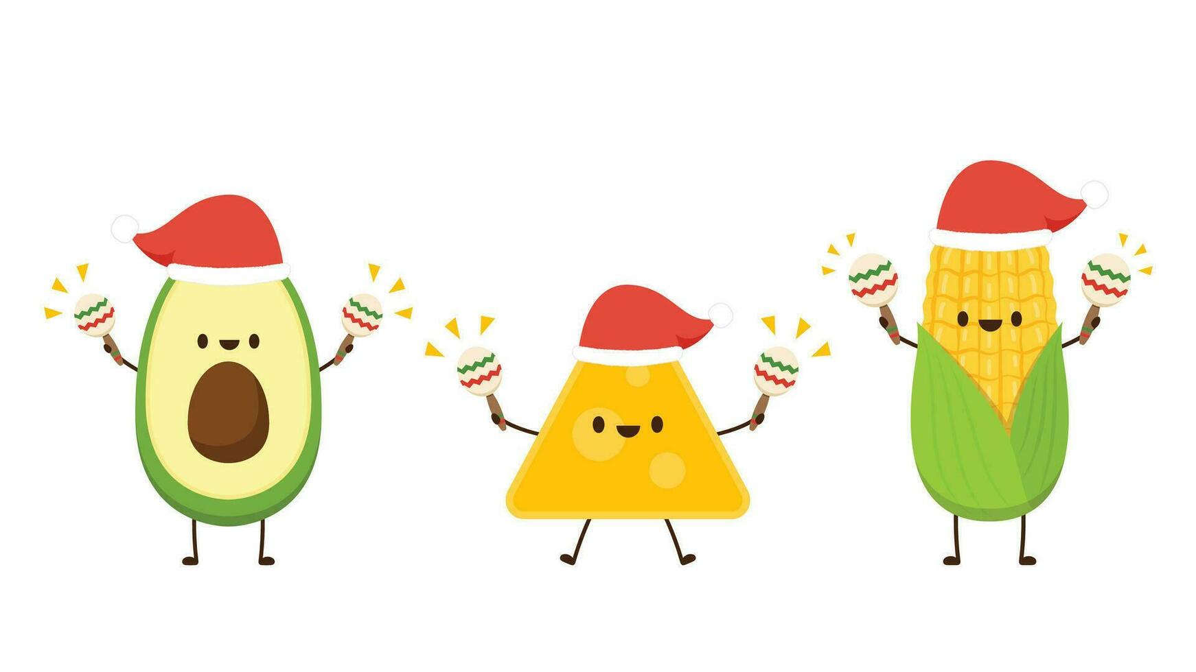 Avocado character design. avocado on white background. Nacho and corn character. vector