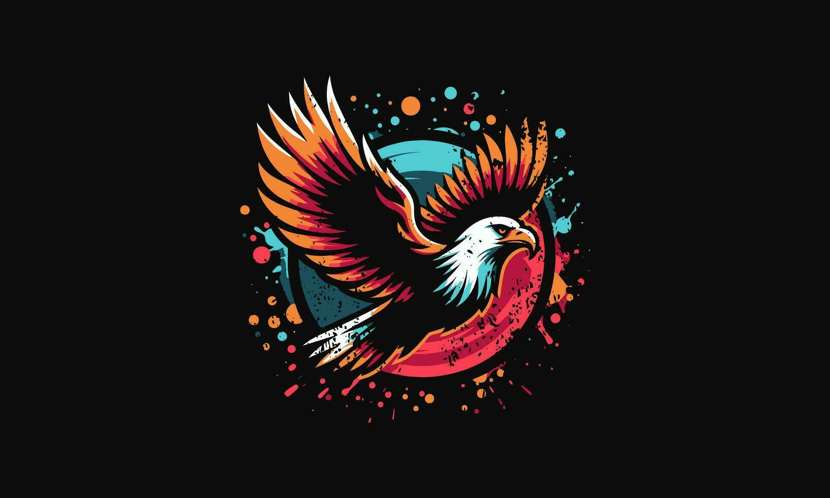 flying eagle with background splash vector flat design