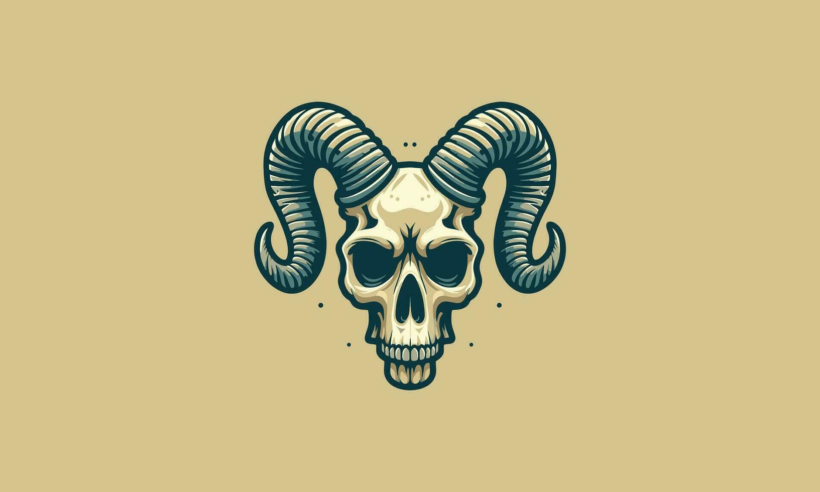 head skull with horn vector flat design