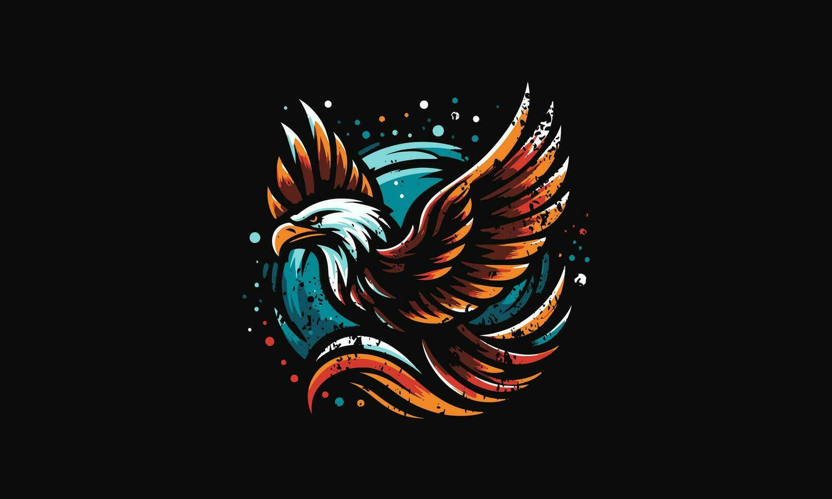 flying eagle with background splash vector flat design