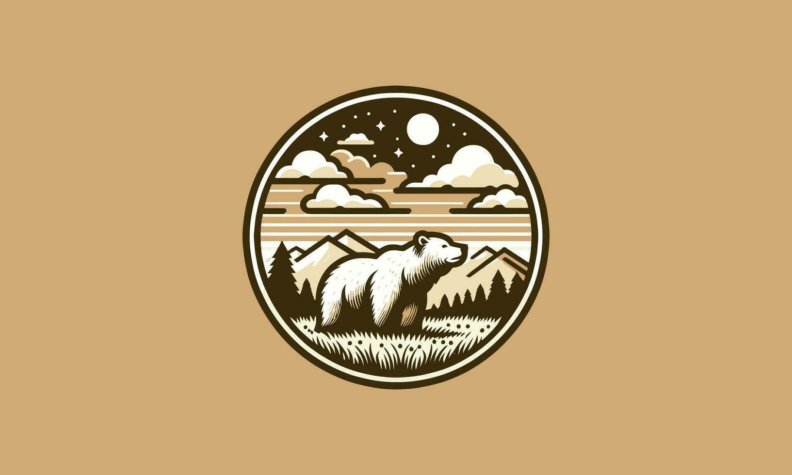 head bear on mountain vector flat design