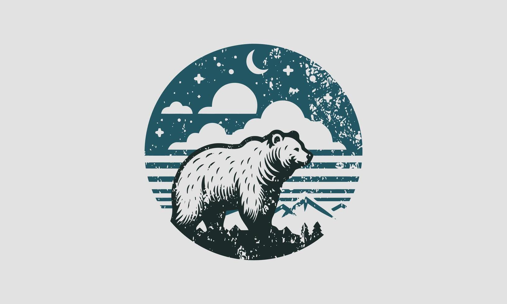 head bear on mountain vector flat design