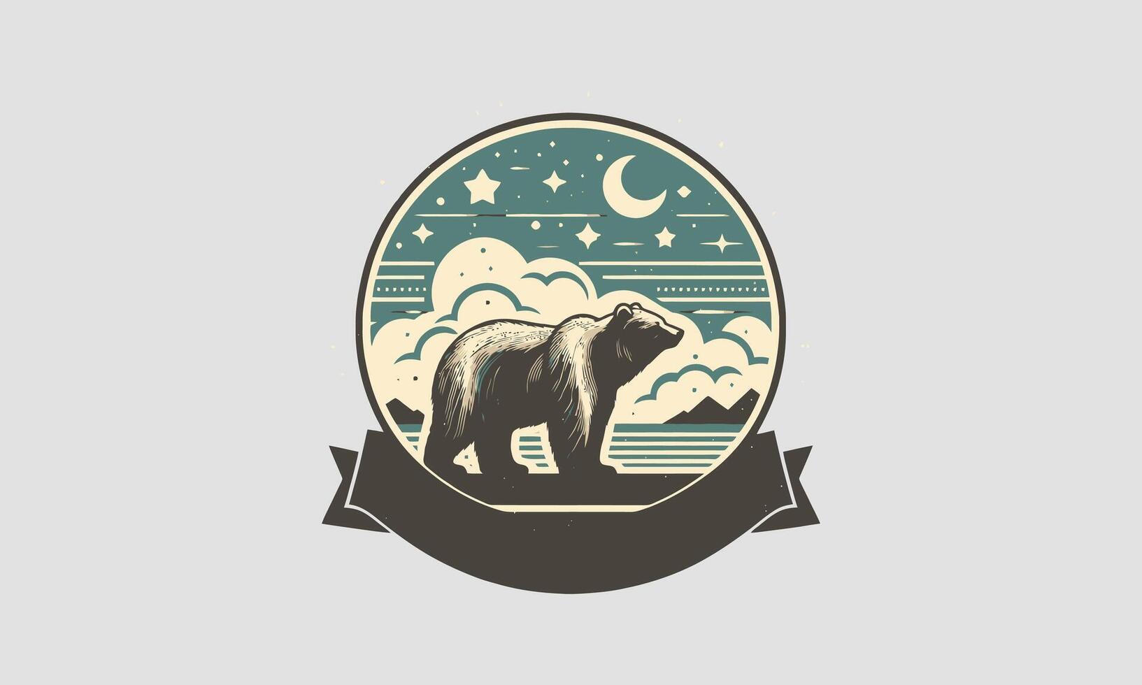 head bear on mountain vector flat design