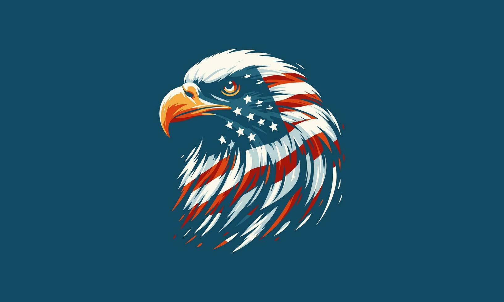 head eagle with flag american vector flat design