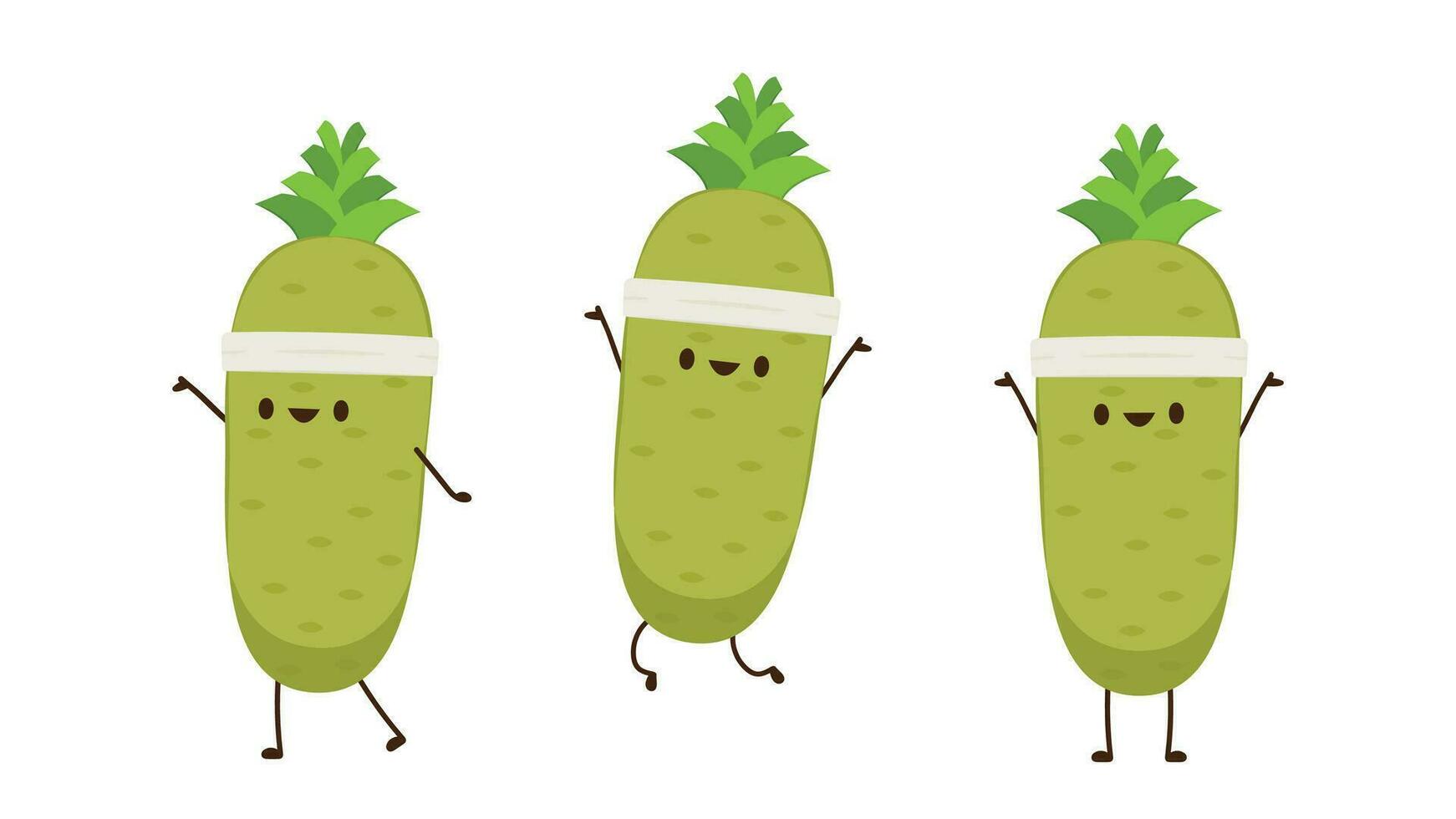 Wasabi root character. Wasabi root on white background. vector