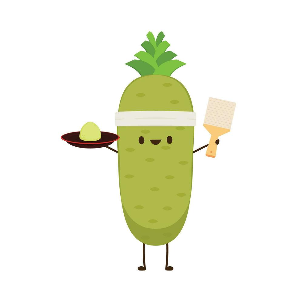 Wasabi root character. Wasabi root on white background. 35439052 Vector