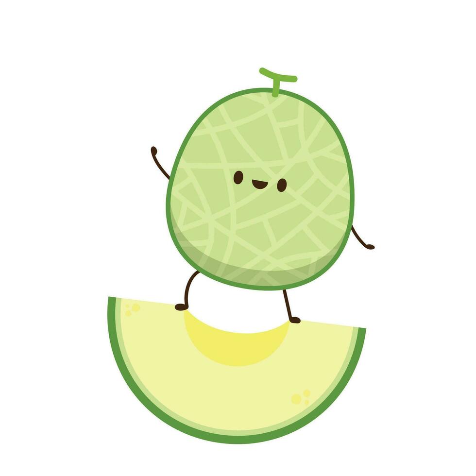 Melon character design. melon on white background. Melon cartoon. vector