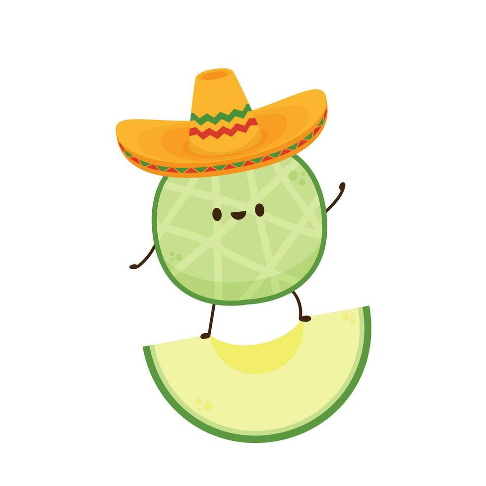 Melon character design. melon on white background. Melon cartoon. vector