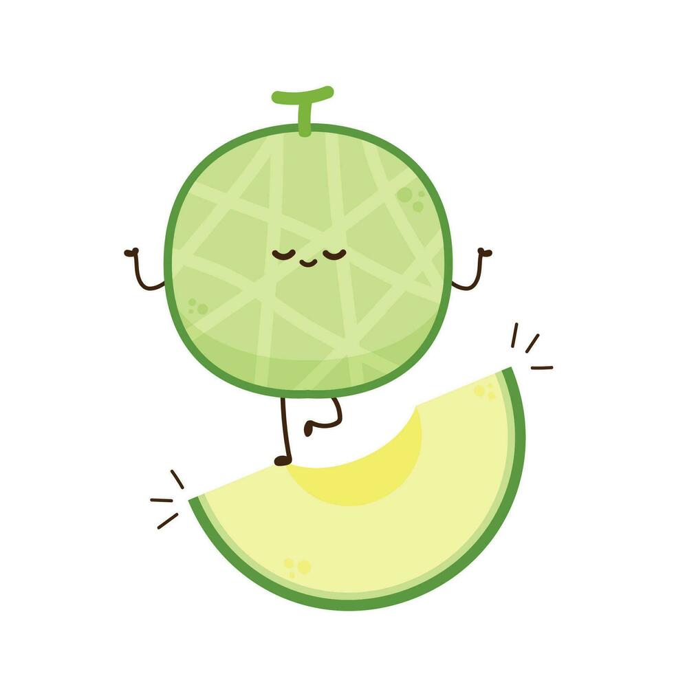 Melon character design. melon on white background. Melon cartoon. vector