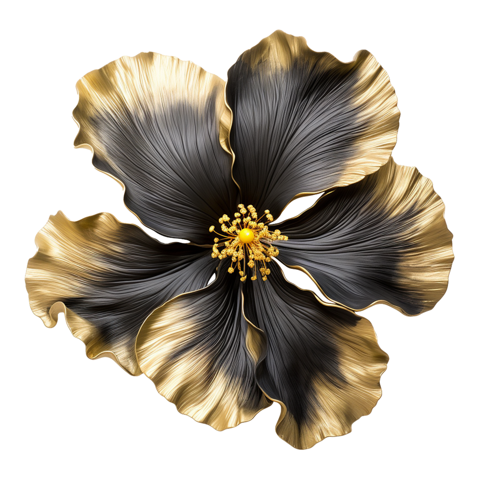 ai generiert schwarz Gold Hibiskus Blume isoliert auf transparent Hintergrund png