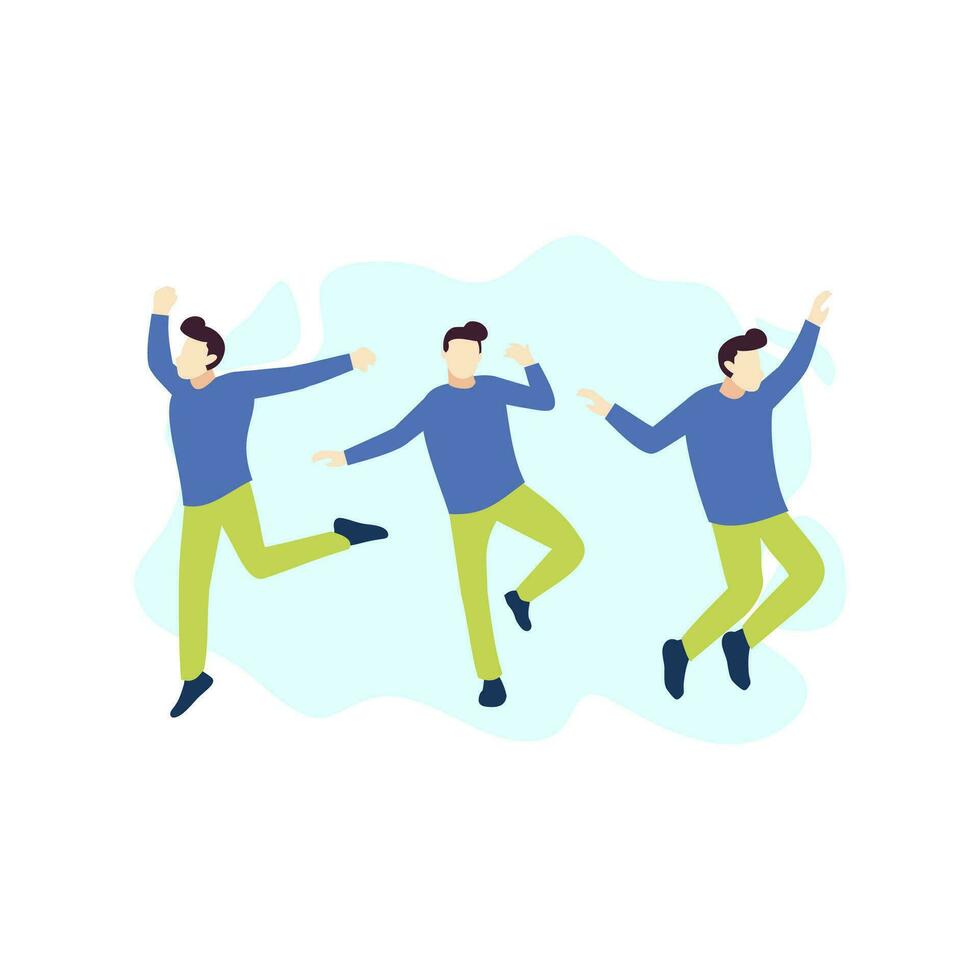 man dance happy pose people character flat design vector illustration