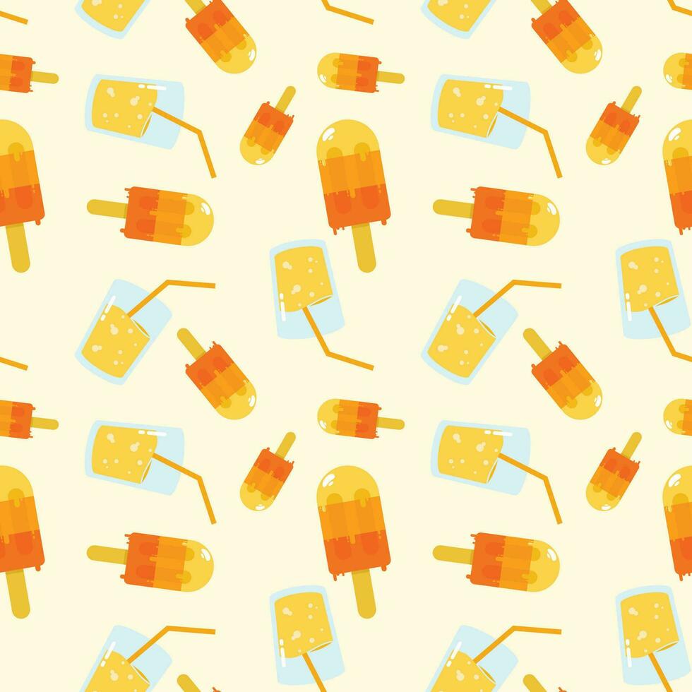 sweet tasty ice lemon drink summer repeat seamless pattern doodle cartoon style wallpaper vector illustration