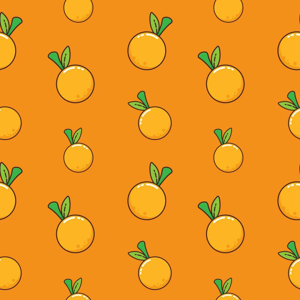 fresh sweet orange fruit repeat seamless pattern doodle cartoon style wallpaper vector illustration