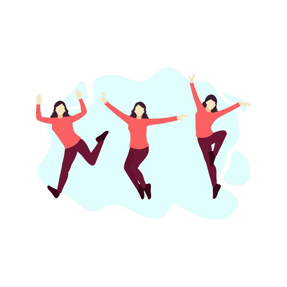 woman dance happy pose people character flat design vector illustration