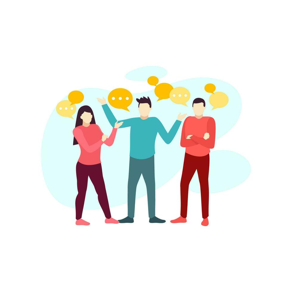 men and women group discussion people character vector illustration flat design