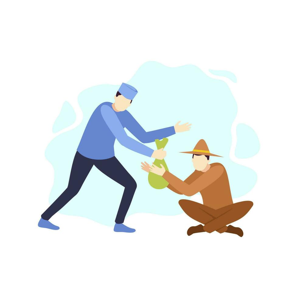 man charity gives a gift to someone else people character flat design vector illustration