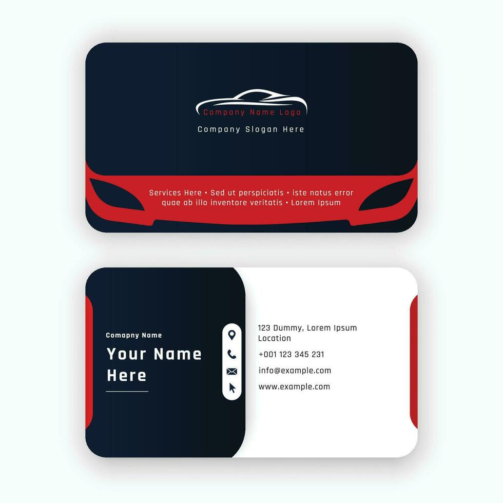 red white auto parts car mechanic repair garage service rental company taxi business corporate automotive card modern abstract simple clean visiting design mockup vector illustration template logo