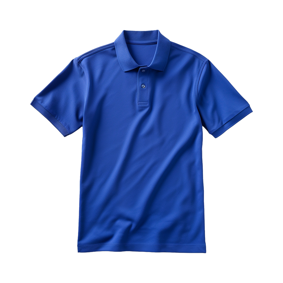 AI generated Short sleeves blue polo t-shirt isolated on transparent background png