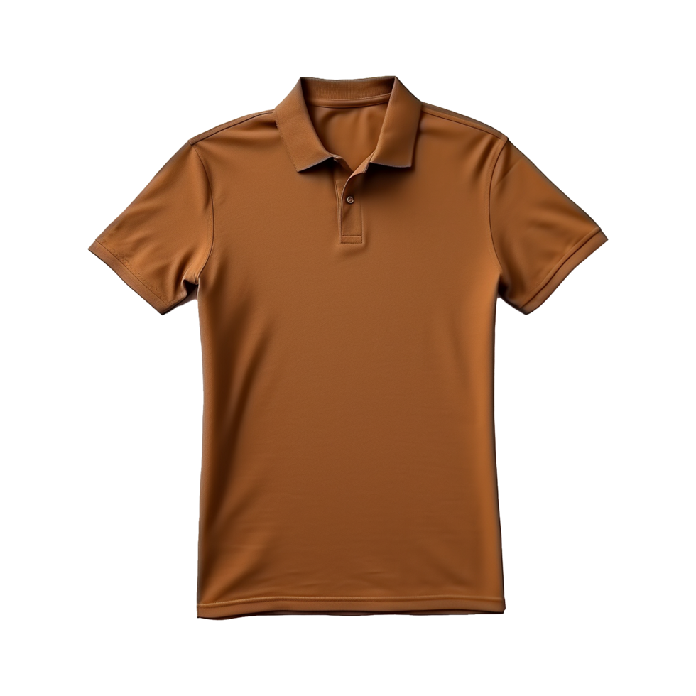 AI generated Short sleeves brown polo t-shirt isolated on transparent background png