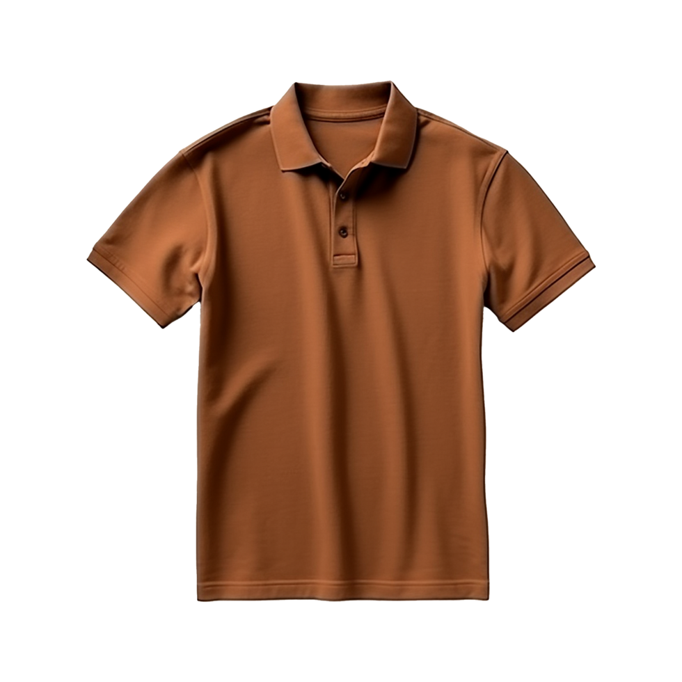 AI generated Short sleeves brown polo t-shirt isolated on transparent background png