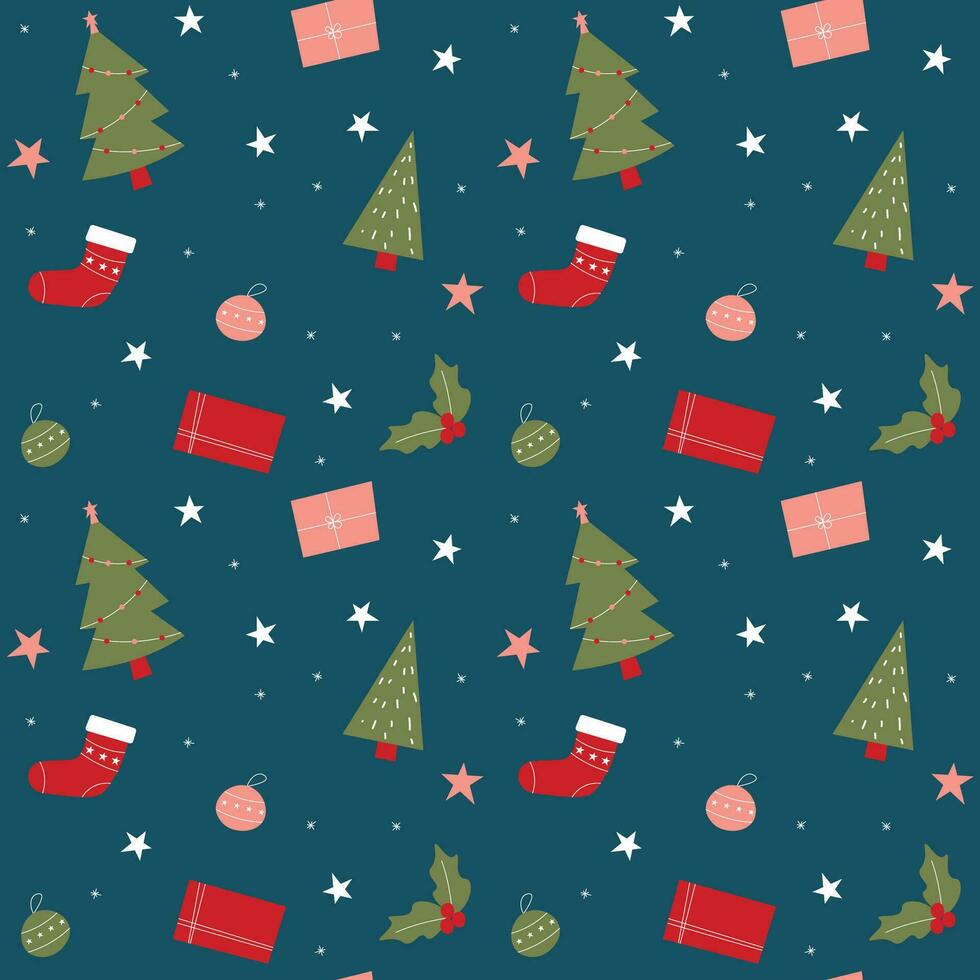 Hand drawn christmas pattern design background. vector