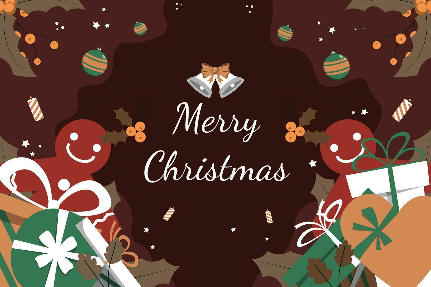 Christmas background with flat gift box. vector