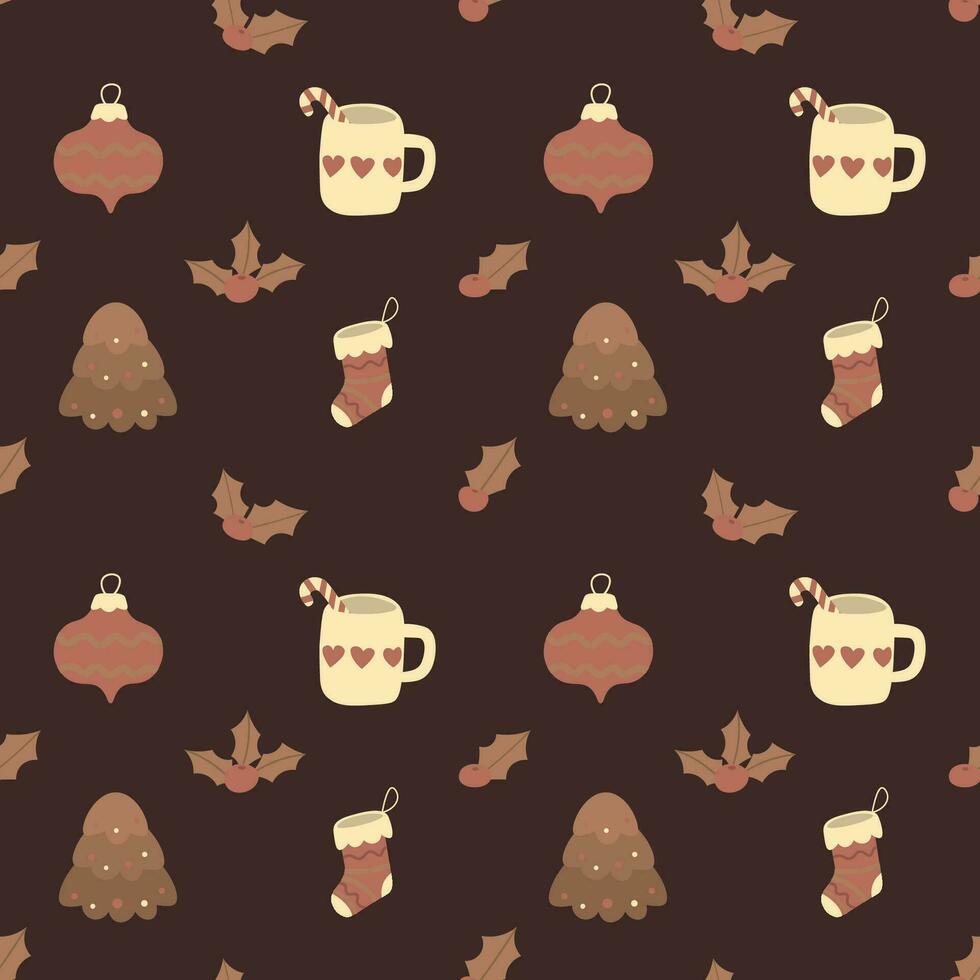 Hand drawn christmas pattern design background. vector